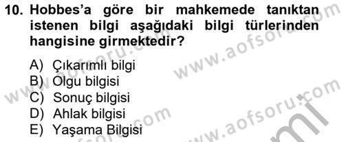 Modern Felsefe 1 Dersi 2014 - 2015 Yılı (Final) Dönem Sonu Sınav Soruları 10. Soru