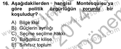 Modern Felsefe 1 Dersi 2014 - 2015 Yılı (Final) Dönem Sonu Sınav Soruları 16. Soru