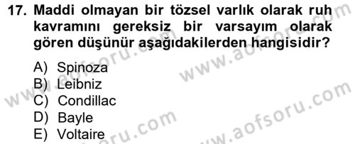 Modern Felsefe 1 Dersi 2014 - 2015 Yılı (Final) Dönem Sonu Sınav Soruları 17. Soru