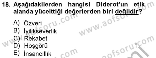 Modern Felsefe 1 Dersi 2014 - 2015 Yılı (Final) Dönem Sonu Sınav Soruları 18. Soru