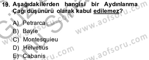 Modern Felsefe 1 Dersi 2014 - 2015 Yılı (Final) Dönem Sonu Sınav Soruları 19. Soru