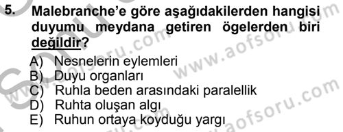 Modern Felsefe 1 Dersi 2014 - 2015 Yılı (Final) Dönem Sonu Sınav Soruları 5. Soru