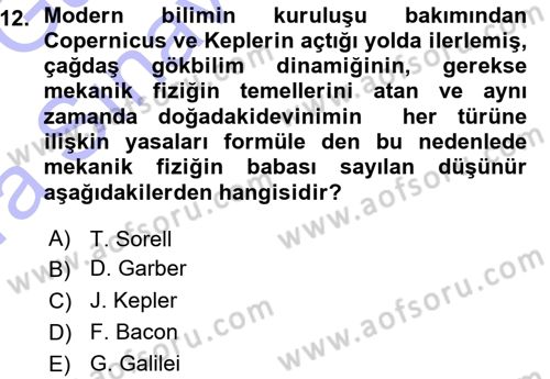 Modern Felsefe 1 Dersi 2015 - 2016 Yılı (Vize) Ara Sınav Soruları 12. Soru