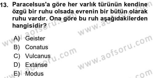 Modern Felsefe 1 Dersi 2015 - 2016 Yılı (Vize) Ara Sınav Soruları 13. Soru