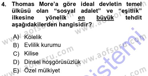 Modern Felsefe 1 Dersi Ara Sınavı Deneme Sınav Soruları 4. Soru