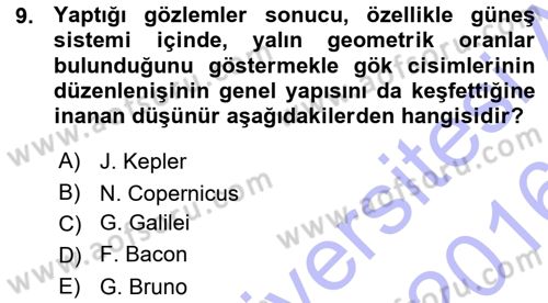 Modern Felsefe 1 Dersi Ara Sınavı Deneme Sınav Soruları 9. Soru