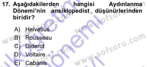 Modern Felsefe 1 Dersi 2015 - 2016 Yılı (Final) Dönem Sonu Sınav Soruları 17. Soru