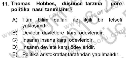 Modern Felsefe 1 Dersi 2016 - 2017 Yılı 3 Ders Sınav Soruları 11. Soru