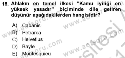 Modern Felsefe 1 Dersi 2016 - 2017 Yılı 3 Ders Sınav Soruları 18. Soru