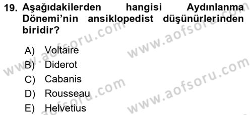 Modern Felsefe 1 Dersi 2016 - 2017 Yılı 3 Ders Sınav Soruları 19. Soru