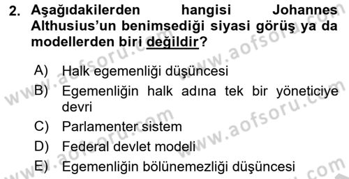 Modern Felsefe 1 Dersi 2016 - 2017 Yılı 3 Ders Sınav Soruları 2. Soru