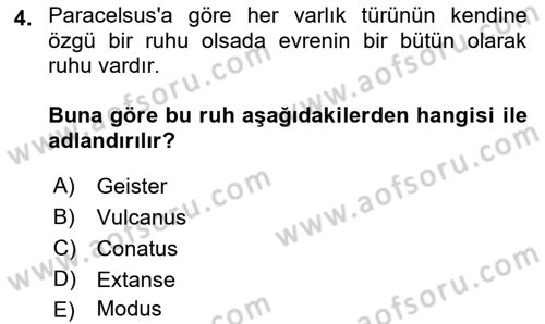 Modern Felsefe 1 Dersi 2016 - 2017 Yılı 3 Ders Sınav Soruları 4. Soru