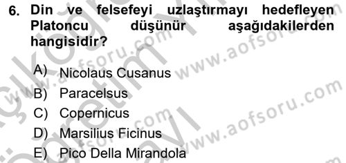 Modern Felsefe 1 Dersi 2016 - 2017 Yılı 3 Ders Sınav Soruları 6. Soru