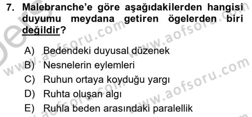 Modern Felsefe 1 Dersi 2016 - 2017 Yılı 3 Ders Sınav Soruları 7. Soru