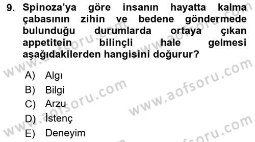 Modern Felsefe 1 Dersi 2016 - 2017 Yılı 3 Ders Sınav Soruları 9. Soru