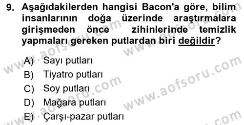 Modern Felsefe 1 Dersi Ara Sınavı Deneme Sınav Soruları 9. Soru