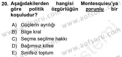 Modern Felsefe 1 Dersi 2016 - 2017 Yılı (Final) Dönem Sonu Sınav Soruları 20. Soru