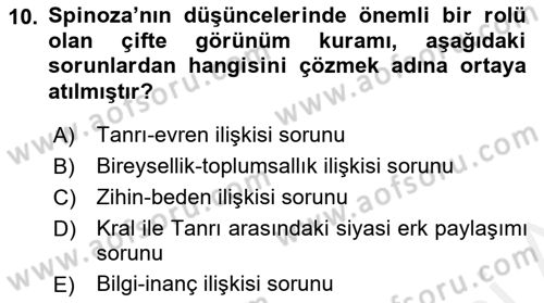 Modern Felsefe 1 Dersi 2017 - 2018 Yılı 3 Ders Sınav Soruları 10. Soru