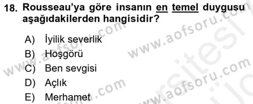 Modern Felsefe 1 Dersi 2017 - 2018 Yılı 3 Ders Sınav Soruları 18. Soru