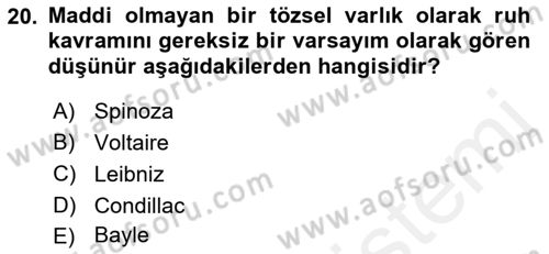 Modern Felsefe 1 Dersi 2017 - 2018 Yılı 3 Ders Sınav Soruları 20. Soru