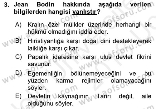 Modern Felsefe 1 Dersi 2017 - 2018 Yılı 3 Ders Sınav Soruları 3. Soru