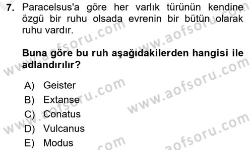 Modern Felsefe 1 Dersi 2017 - 2018 Yılı 3 Ders Sınav Soruları 7. Soru