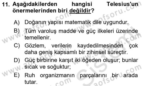 Modern Felsefe 1 Dersi Ara Sınavı Deneme Sınav Soruları 11. Soru