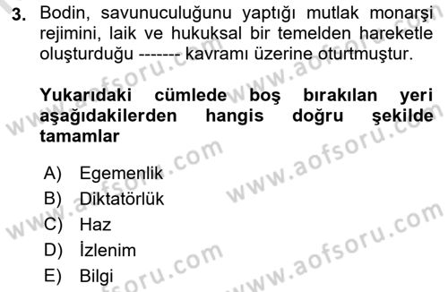 Modern Felsefe 1 Dersi 2017 - 2018 Yılı (Vize) Ara Sınav Soruları 3. Soru