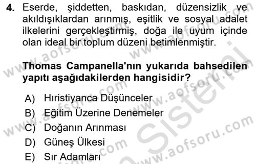 Modern Felsefe 1 Dersi 2017 - 2018 Yılı (Vize) Ara Sınav Soruları 4. Soru