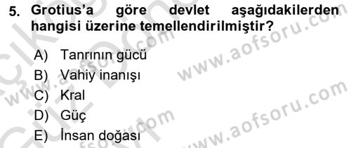 Modern Felsefe 1 Dersi Ara Sınavı Deneme Sınav Soruları 5. Soru