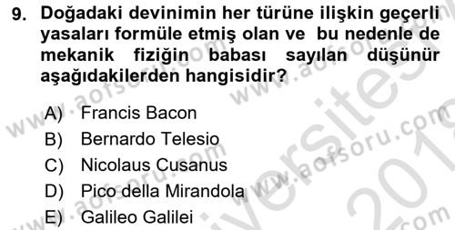 Modern Felsefe 1 Dersi Ara Sınavı Deneme Sınav Soruları 9. Soru
