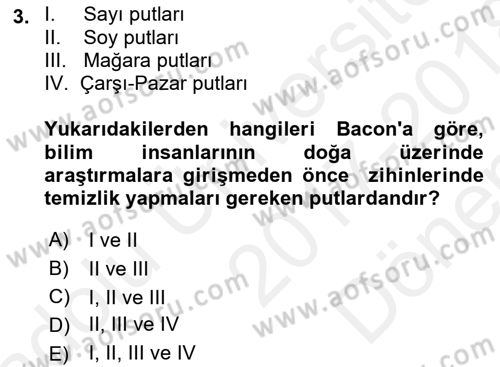 Modern Felsefe 1 Dersi 2017 - 2018 Yılı (Final) Dönem Sonu Sınav Soruları 3. Soru