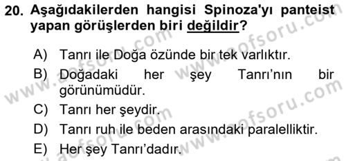 Modern Felsefe 1 Dersi Ara Sınavı Deneme Sınav Soruları 20. Soru