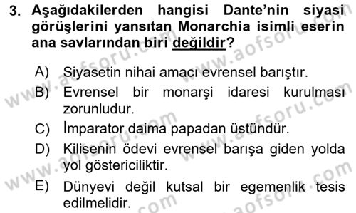 Modern Felsefe 1 Dersi 2018 - 2019 Yılı (Vize) Ara Sınav Soruları 3. Soru