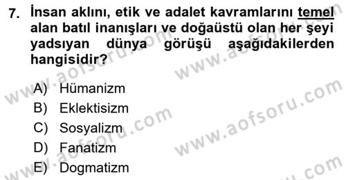 Modern Felsefe 1 Dersi 2018 - 2019 Yılı (Vize) Ara Sınav Soruları 7. Soru