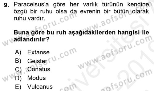 Modern Felsefe 1 Dersi Ara Sınavı Deneme Sınav Soruları 9. Soru