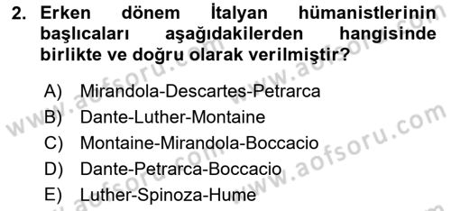 Modern Felsefe 1 Dersi 2018 - 2019 Yılı Yaz Okulu Sınav Soruları 2. Soru