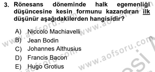Modern Felsefe 1 Dersi 2018 - 2019 Yılı Yaz Okulu Sınav Soruları 3. Soru