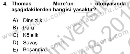 Modern Felsefe 1 Dersi 2018 - 2019 Yılı Yaz Okulu Sınav Soruları 4. Soru