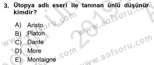 Modern Felsefe 1 Dersi Ara Sınavı Deneme Sınav Soruları 3. Soru