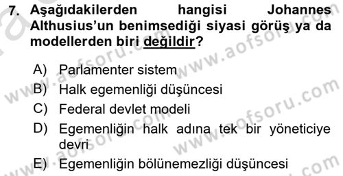 Modern Felsefe 1 Dersi 2019 - 2020 Yılı (Vize) Ara Sınav Soruları 7. Soru