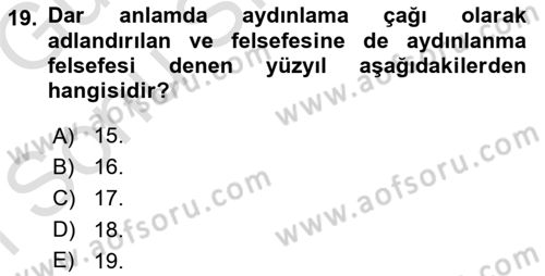 Modern Felsefe 1 Dersi 2019 - 2020 Yılı (Final) Dönem Sonu Sınav Soruları 19. Soru