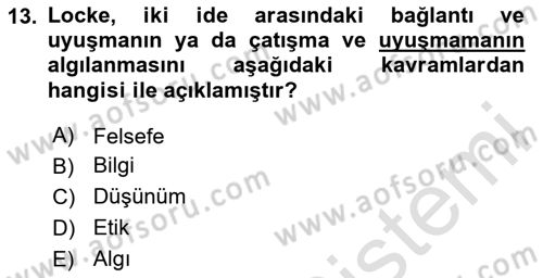Modern Felsefe 1 Dersi 2020 - 2021 Yılı Yaz Okulu Sınav Soruları 13. Soru