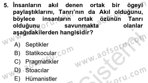 Modern Felsefe 1 Dersi 2020 - 2021 Yılı Yaz Okulu Sınav Soruları 5. Soru