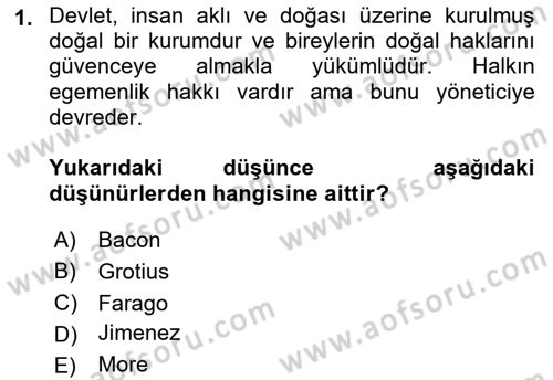 Modern Felsefe 1 Dersi 2021 - 2022 Yılı (Vize) Ara Sınav Soruları 1. Soru