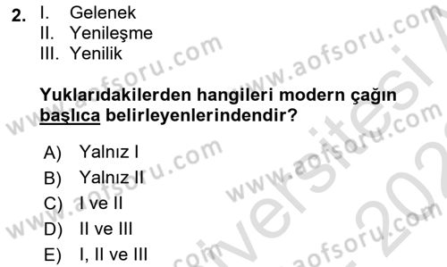 Modern Felsefe 1 Dersi 2021 - 2022 Yılı (Vize) Ara Sınav Soruları 2. Soru