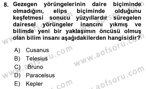 Modern Felsefe 1 Dersi 2021 - 2022 Yılı (Vize) Ara Sınav Soruları 8. Soru