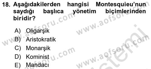 Modern Felsefe 1 Dersi 2021 - 2022 Yılı (Final) Dönem Sonu Sınav Soruları 18. Soru
