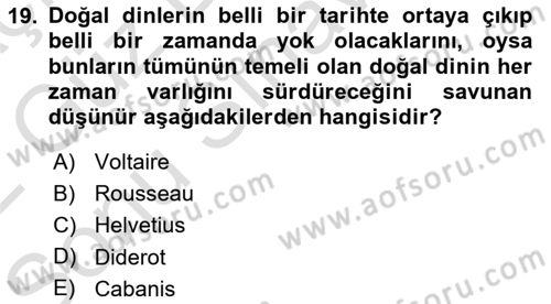 Modern Felsefe 1 Dersi 2021 - 2022 Yılı (Final) Dönem Sonu Sınav Soruları 19. Soru