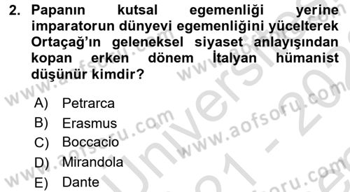 Modern Felsefe 1 Dersi 2021 - 2022 Yılı (Final) Dönem Sonu Sınav Soruları 2. Soru